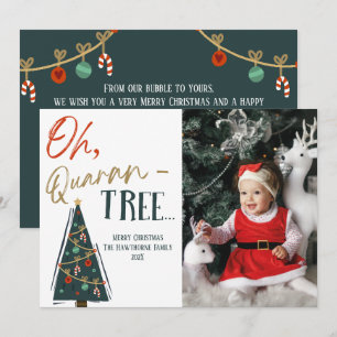 Tarjeta Festiva Fun Quarantine Christmas Tree Personalizado Photo