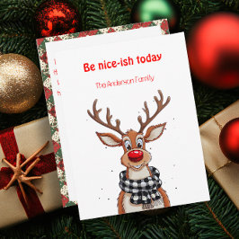 Tarjeta Festiva Fun reindeer Rudolph christmas wishes Postcard