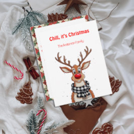 Tarjeta Festiva Fun reindeer Rudolph christmas wishes Postcard