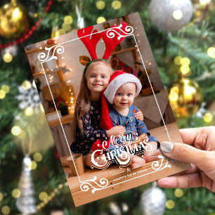 Tarjeta Festiva Fun Swirly Navidades bordean con alegría foto de N