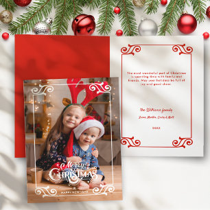 Tarjeta Festiva Fun Swirly Navidades bordean con alegría foto de N