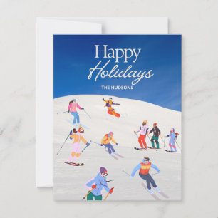 Tarjeta Festiva Fun Trendy Happy Holidays Ski Resort