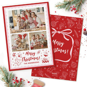 Tarjeta Festiva Fun Whimsical Navidades Festividad 3 Familia Foto