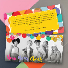 Tarjeta Festiva Fun y coloridos puntos de confetti en Año Nuevo