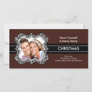 Tarjeta Festiva Fun Zebra Frame Christmas Photo Card.