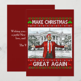 Tarjeta Festiva Fundadosamente Trump Santa Hat vuelve a hacer gran