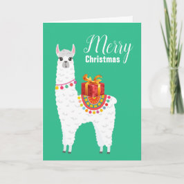 Tarjeta Festiva Funky Alpaca Navidades linda llama