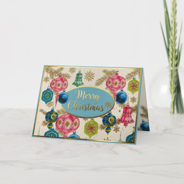 Tarjeta Festiva Funky Bright Retro Christmas  (Anverso)