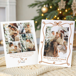 Tarjeta Festiva Funky Christmas Boho Beige Bow Ribbon 5 Photo
