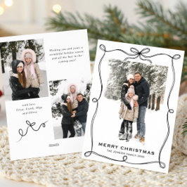 Tarjeta Festiva Funky Christmas Boho Black Bow Ribbon 3 Photo