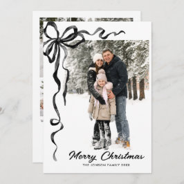 Tarjeta Festiva Funky Christmas Boho Black Bow Ribbon 5 Photo