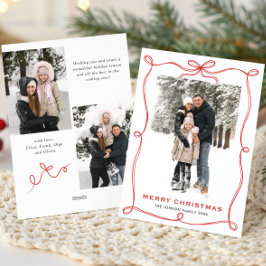 Tarjeta Festiva Funky Christmas Boho Red Bow Ribbon 3 Photo