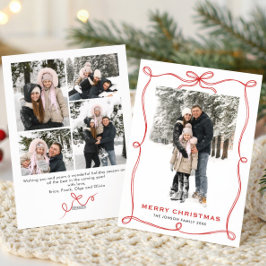 Tarjeta Festiva Funky Christmas Boho Red Bow Ribbon 5 Photo
