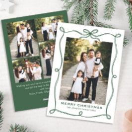 Tarjeta Festiva Funky Green Christmas Bow Ribbon 5 Photo