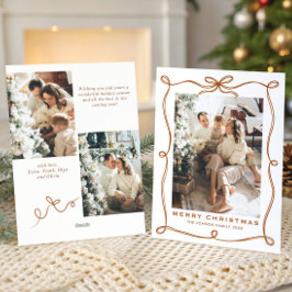 Tarjeta Festiva Funky Merry Christmas Boho Bow Ribbon 3 Photo