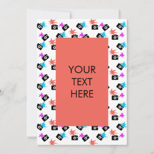 Tarjeta Festiva Funky Neon Flash Burst Camera Pattern Blank Card