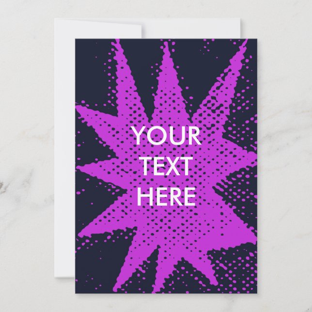 Tarjeta Festiva Funky Pink and Purple Halftone Burst Blank Card (Anverso)