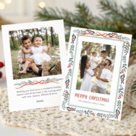 Tarjeta Festiva Funky Sage Green Christmas Bow Ribbon 2 Photo