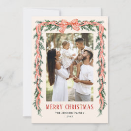 Tarjeta Festiva Funky Sage Green Christmas Bow Ribbon 5 Phot