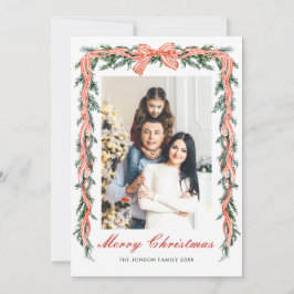 Tarjeta Festiva Funky Sage Green Christmas Bow Ribbon 5 Photo