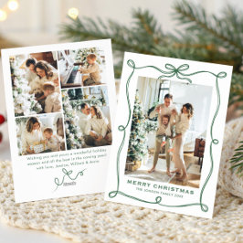 Tarjeta Festiva Funky Sage Green Christmas Bow Ribbon 5 Photo