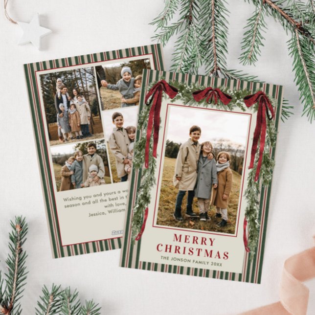 Tarjeta Festiva Funky Velvet Christmas Boho Red Bow 5 Photo (Subido por el creador)