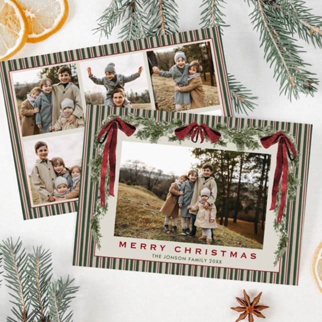 Tarjeta Festiva Funky Velvet Christmas Boho Red Bow 6 Photo (Subido por el creador)