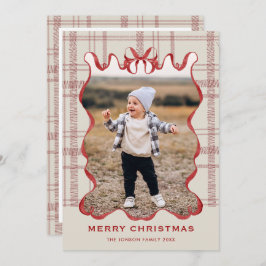 Tarjeta Festiva Funky Vintage Christmas Red Bow Coquette5 Photo