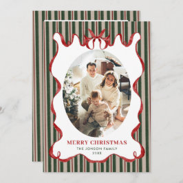 Tarjeta Festiva Funky Vintage Christmas Red Bow Coquette5 Photo