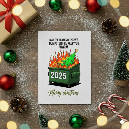 Tarjeta Festiva Funny 2025 Dumpster Fire Christmas Greeting Card