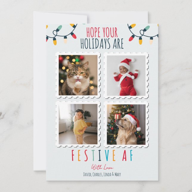 Tarjeta Festiva Funny 4 Navidades de fotografía Personalizado de o (Anverso)