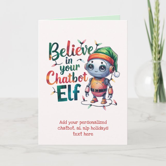 Tarjeta Festiva Funny Ai Chatbot Elf Greeting Card Corporate (Anverso)