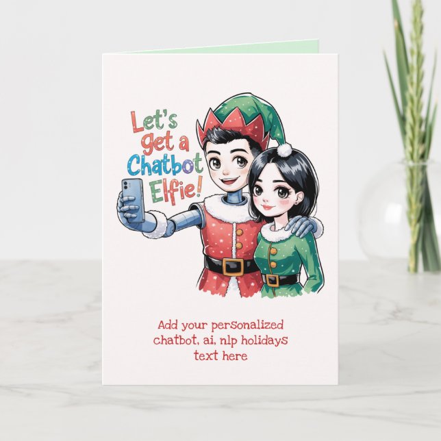 Tarjeta Festiva Funny Ai Chatbot Elf Greeting Card Corporate (Anverso)