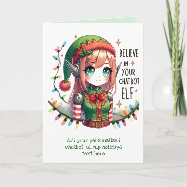 Tarjeta Festiva Funny Ai Chatbot Elf Greeting Card Corporate (Anverso)