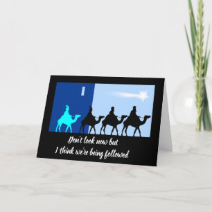 Tarjeta Festiva Funny Alguien está siguiendo a los sabios Navidade
