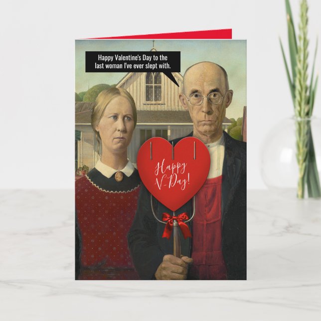 Tarjeta Festiva Funny American Gothic Valentine para la última muj (Anverso)