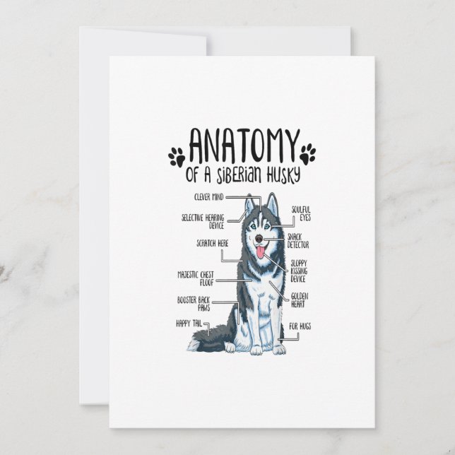 Tarjeta Festiva Funny Anatomy Siberian Husky Dog Lover Gift (Anverso)
