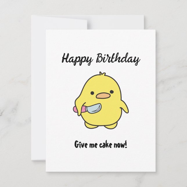 Tarjeta Festiva Funny Angry Duck Birthday (Anverso)