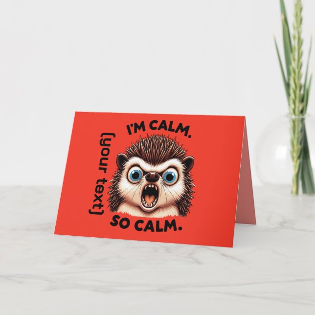 Tarjeta Festiva Funny Angry Hedgehog Personalizable (Anverso)