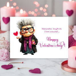 Tarjeta Festiva Funny Angry Old Lady Mood Valentine’s Day Card