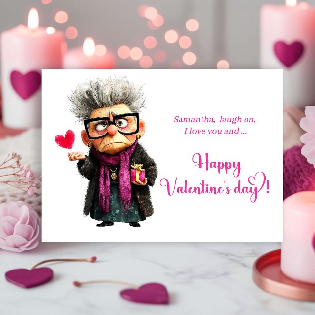 Tarjeta Festiva Funny Angry Old Lady Mood Valentine’s Day Card (Funny Angry Old Lady Mood Valentine’s Day Card)