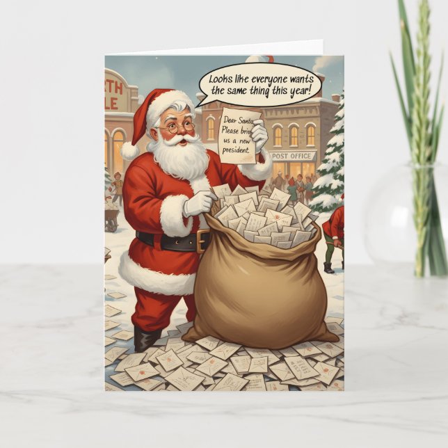 Tarjeta Festiva Funny Anti Trump Christmas Card New President (Anverso)