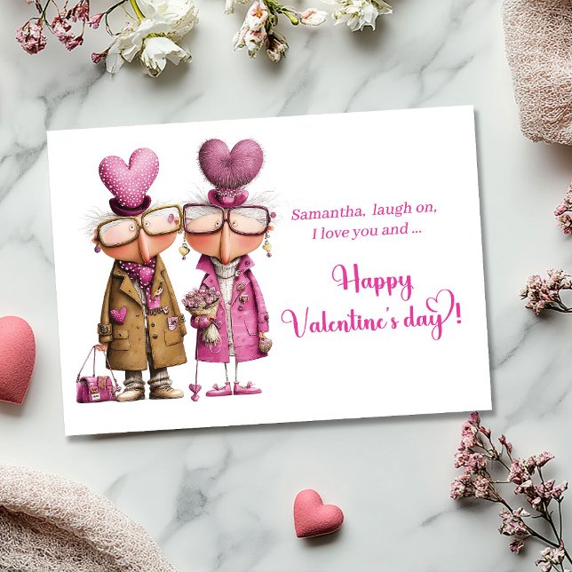 Tarjeta Festiva Funny Anti Valentine Love Couple Card Hot Pink (Funny Anti Valentine Love Couple Card Hot Pink)