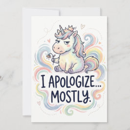 Tarjeta Festiva Funny Apology Card - Cute Unicorn “I Apologize…