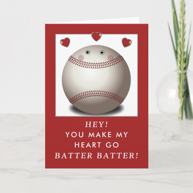 Tarjeta Festiva Funny Baseball Valentine (Anverso)