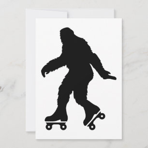 Tarjeta Festiva Funny Bigfoot Roller Sking
