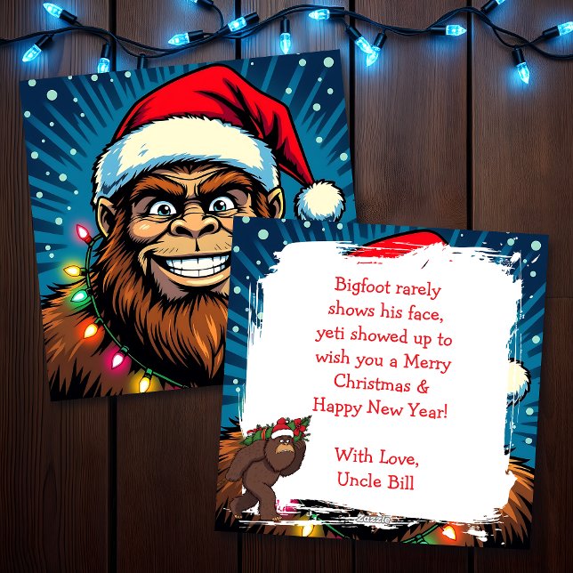 Tarjeta Festiva Funny Bigfoot Sasquatch Yeti Christmas (Subido por el creador)