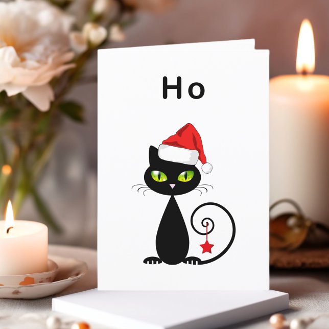 Tarjeta Festiva Funny Black Sitting El gato de los Navidades de Sa (Subido por el creador)