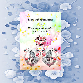 Tarjeta Festiva Funny Black White Stripes Zebra Couple Valentines