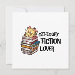 Tarjeta Festiva Funny Book Cat Lover Quote Cat-egory Fiction Lover